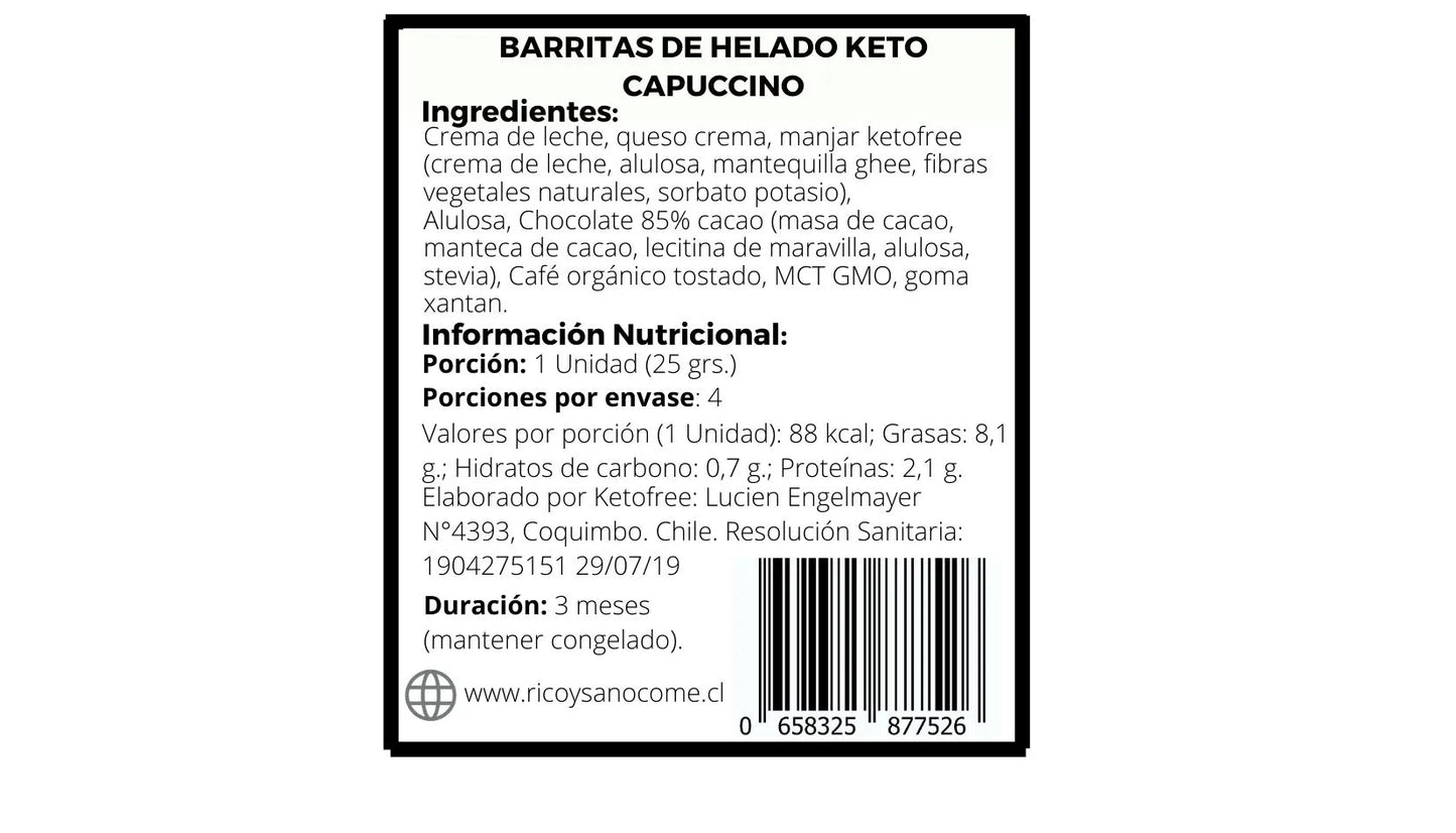 Barritas Keto Helado Capuccino