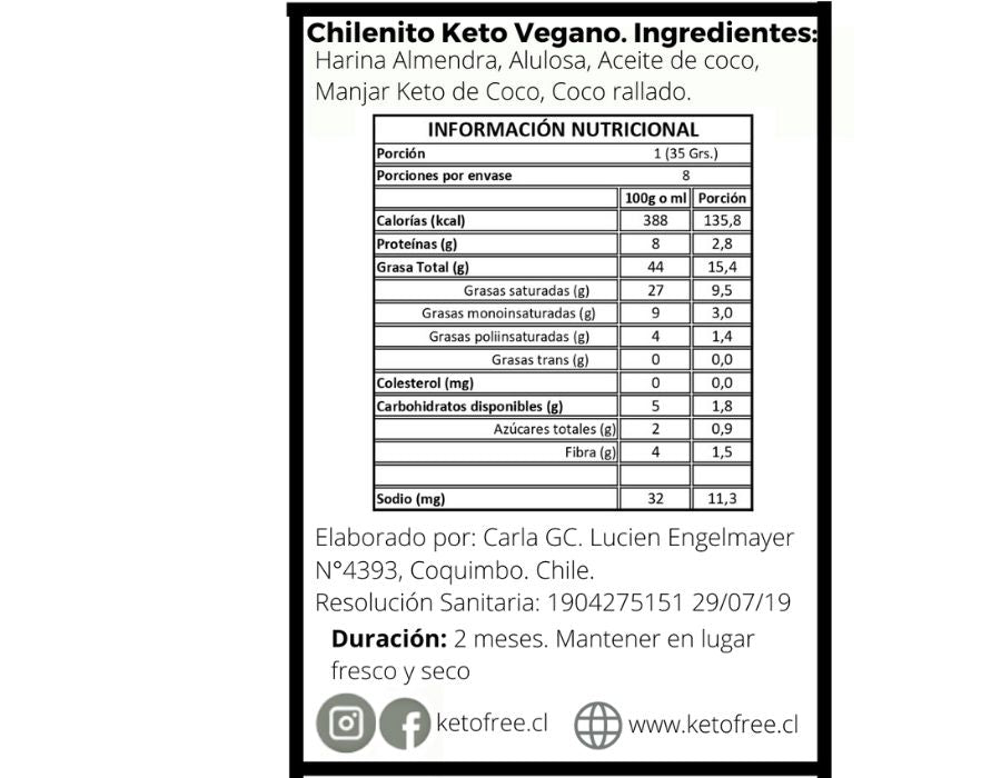 Chilenito keto vegano (Pack 4 unidades)